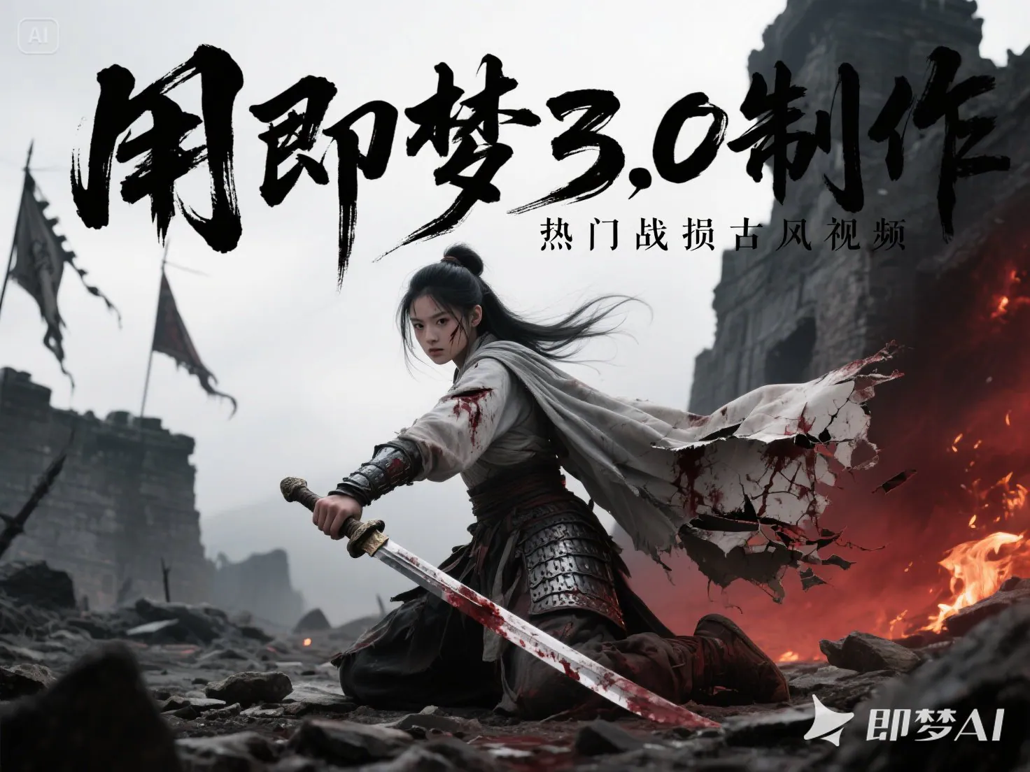 用即梦3.0制作热门战损古风视频_轻松起号-顺风网舟