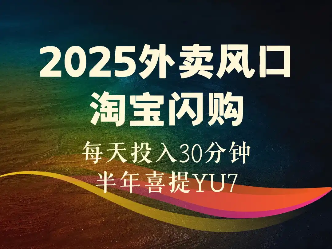 2025外卖风口_每天投入30分钟_半年喜提YU7-顺风网舟